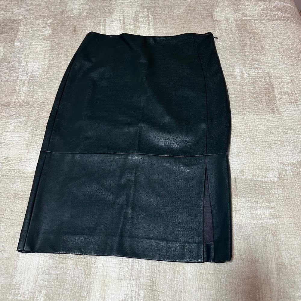 Dark green leather skirt